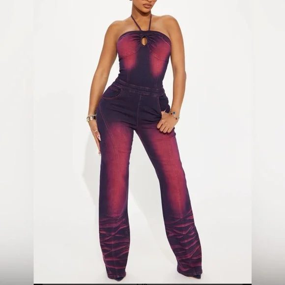Fashion Nova Women’s More Drama Denim Jumpsuit - Dark Wash Sz Medium RN 149052 - Picture 16 of 16